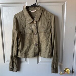 Ci Sono Olive Utility Button-Front Jacket
